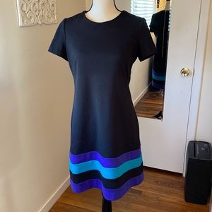 Calvin Klein Black Dress with Blue and Purple Accents